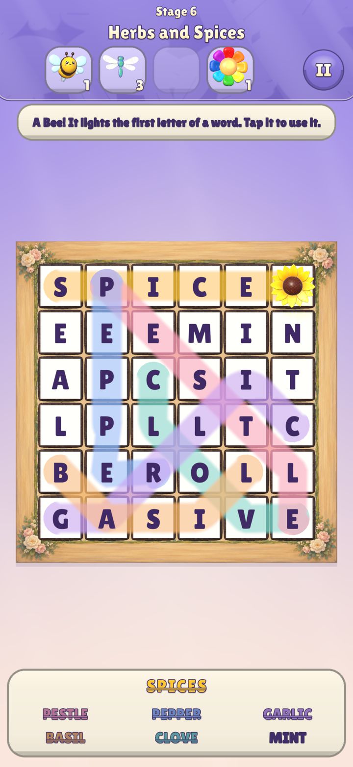Word Search: a letter grid with herb and spice words to find.